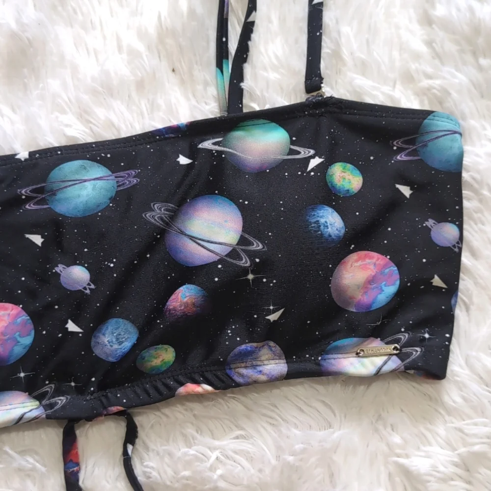 Blackmilk Galaxy Paper Universe Roped In Strappy Space Bandeau Bikini Top Large